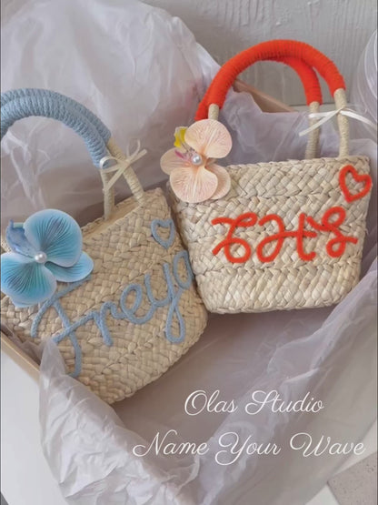Mini Personalized Straw Tote Bag