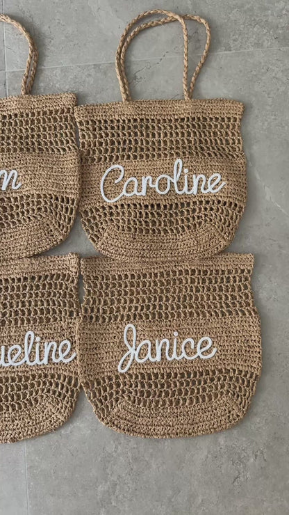 The Airelle Personalized Straw Tote Bag-Brown