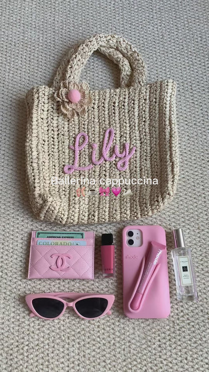Poppy Personalized Handmade Crochet Straw Bag