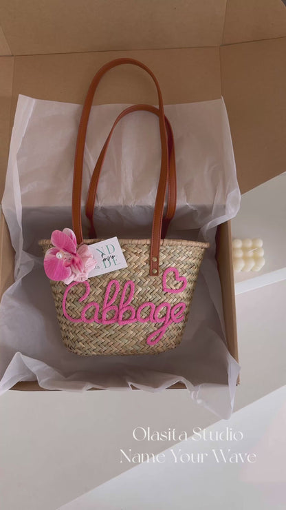 Olasita Signature Personalized Straw Tote Bag (Shoulder Strap)