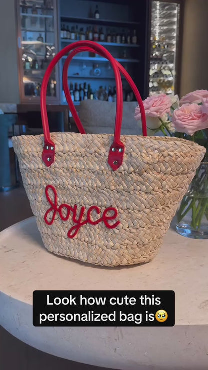 Sicilian Charm Personalized Straw Tote Bag